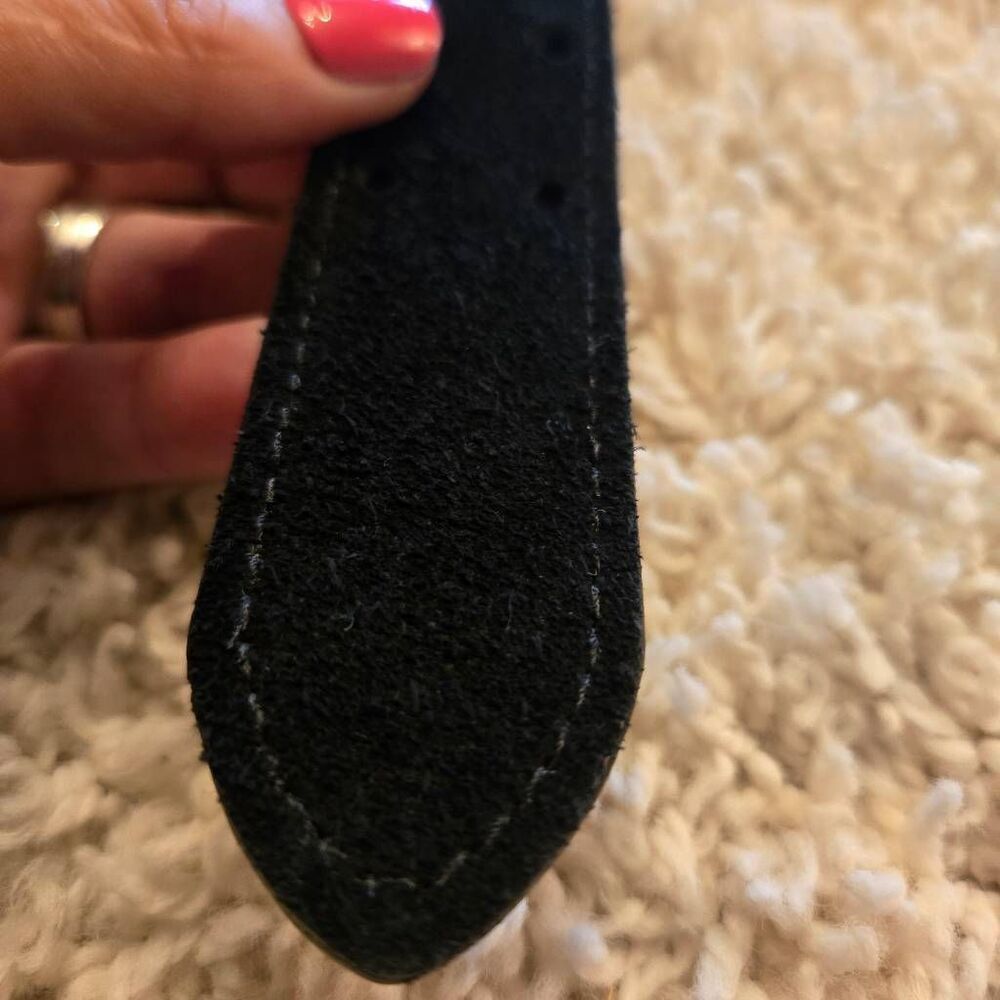 Black Suede Leather Belt M/L - Picture 6 of 7